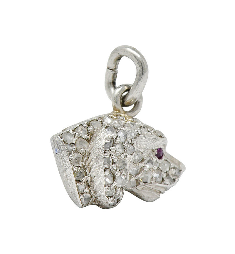 1920's Art Deco Pave Diamond Platinum Dog Charmcharm - Wilson's Estate Jewelry