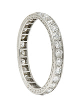 1926 J.E Caldwell Early Art Deco 0.84 CTW Diamond Platinum Wheat Wedding Band Ring Wilson's Estate Jewelry