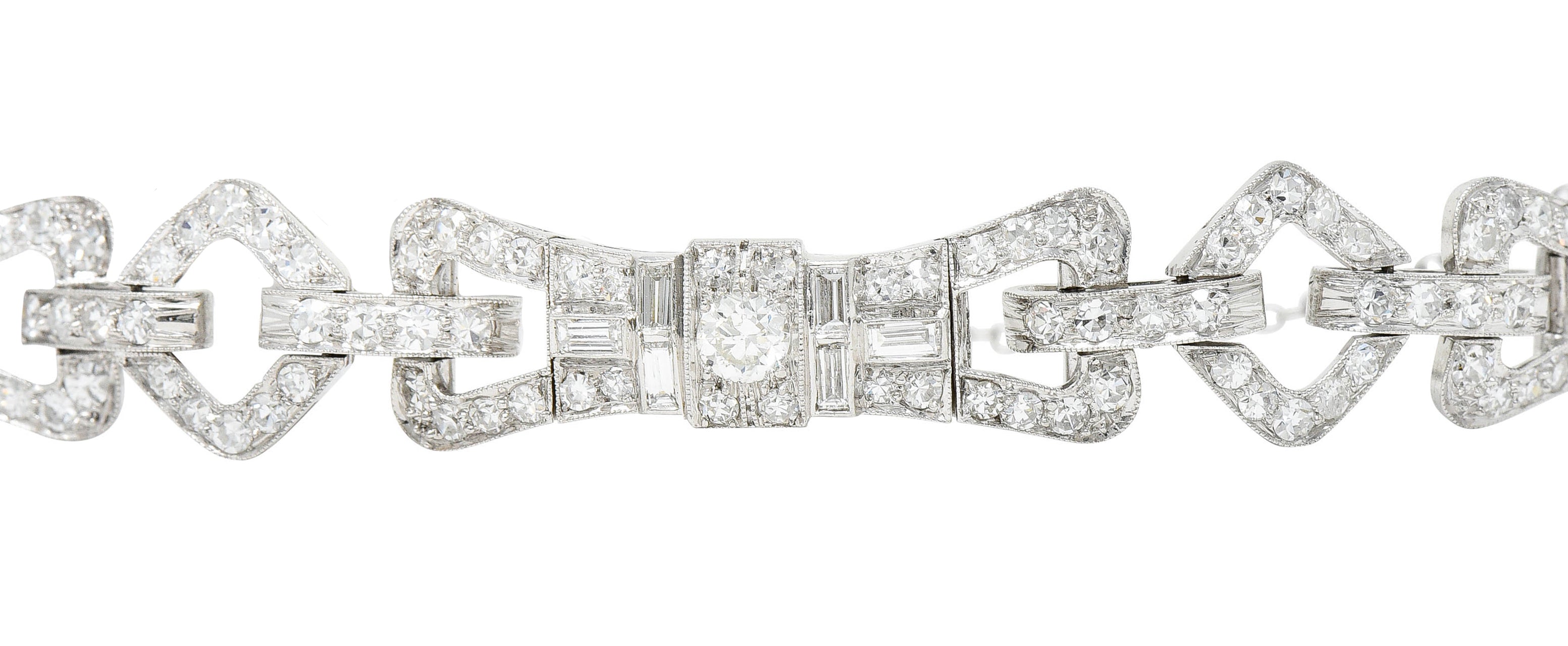 Art Deco 6.15 CTW Diamond Platinum Buckle Link Braceletbracelet - Wilson's Estate Jewelry