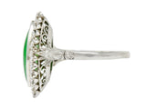 1930's Art Deco Jade Diamond Platinum Navette Cluster RingRing - Wilson's Estate Jewelry