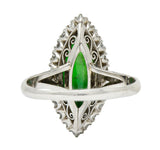 1930's Art Deco Jade Diamond Platinum Navette Cluster RingRing - Wilson's Estate Jewelry