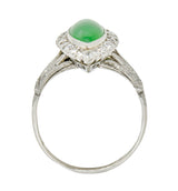 1930's Art Deco Jade Diamond Platinum Navette Cluster RingRing - Wilson's Estate Jewelry