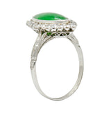 1930's Art Deco Jade Diamond Platinum Navette Cluster RingRing - Wilson's Estate Jewelry