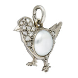 1920's Art Deco Pave Diamond Pearl Platinum Chick Charmcharm - Wilson's Estate Jewelry