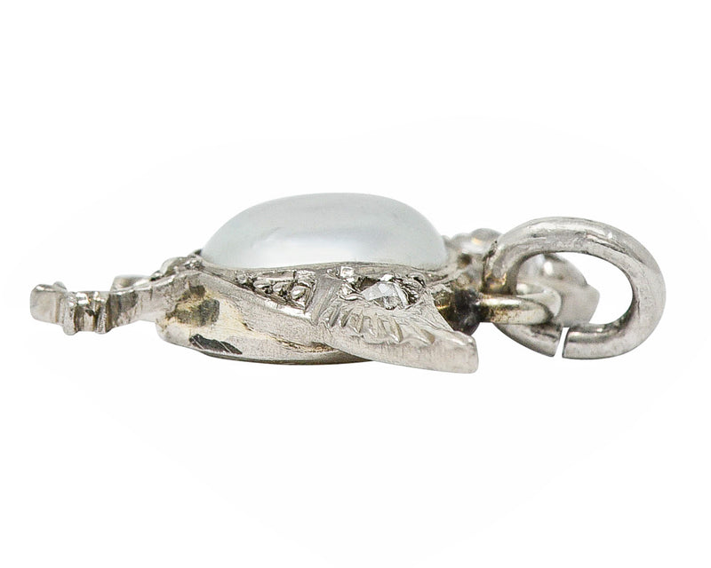1920's Art Deco Pave Diamond Pearl Platinum Chick Charmcharm - Wilson's Estate Jewelry
