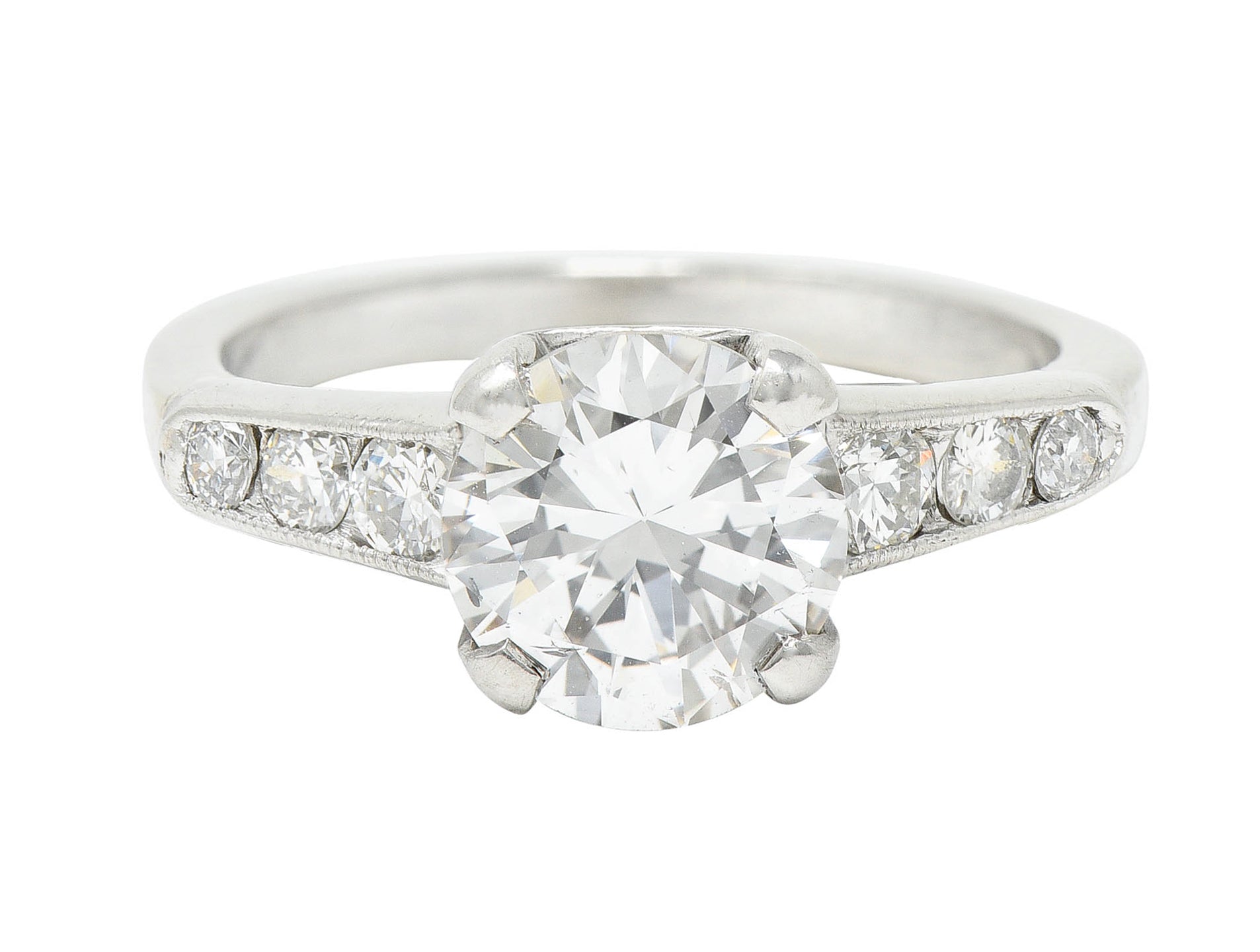 Mid-Century 1.65 CTW Diamond Platinum Engagement RingRing - Wilson's Estate Jewelry