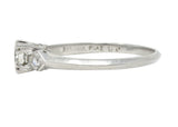 Retro 0.30 CTW Old European Cut Diamond Platinum Square Form Bow Vintage Engagement Ring Wilson's Estate Jewelry