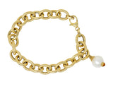 Judith Ripka Cultured Pearl Citrine 14 Karat Gold Charm Braceletbracelet - Wilson's Estate Jewelry
