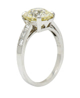 1930's Art Deco 3.20 CTW Diamond Platinum Engagement Ring GIARing - Wilson's Estate Jewelry