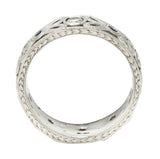 Mid-Century Diamond Sapphire Platinum Bow Wheat Band Ring Wilson's Estate Jewelry