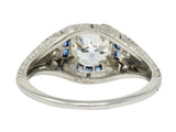 Art Deco 0.84 CTW Diamond Sapphire Platinum Floral Engagement RingRing - Wilson's Estate Jewelry