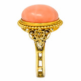 Victorian 14 Karat Yellow Gold Orange Coral Cocktail RingRing - Wilson's Estate Jewelry