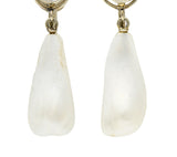 Edwardian Diamond Dogtooth Pearl 18 Karat White Gold Screwback EarringsEarrings - Wilson's Estate Jewelry
