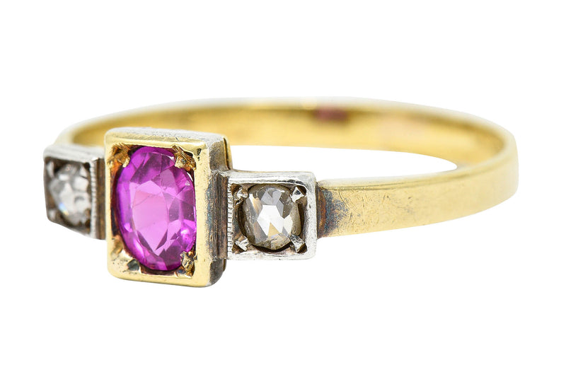 Victorian 0.60 CTW Ruby Diamond Platinum-Topped 18 Karat Gold RingRing - Wilson's Estate Jewelry