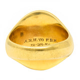 1940's Retro 14 Karat Yellow Gold Unisex Lion Shield Signet Heraldry Ringring - Wilson's Estate Jewelry