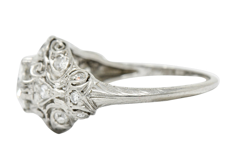 Wheeler & Co. Edwardian 1.05 CTW Diamond Platinum Scrolled Engagement RingRing - Wilson's Estate Jewelry