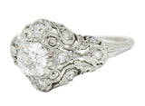 Wheeler & Co. Edwardian 1.05 CTW Diamond Platinum Scrolled Engagement RingRing - Wilson's Estate Jewelry