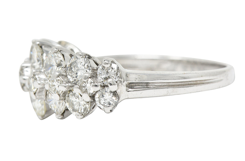 1950's Mid-Century 2.08 CTW Diamond 14 Karat White Gold Band Ring Wilson's Estate Jewelry
