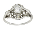 Wheeler & Co. Edwardian 1.05 CTW Diamond Platinum Scrolled Engagement RingRing - Wilson's Estate Jewelry