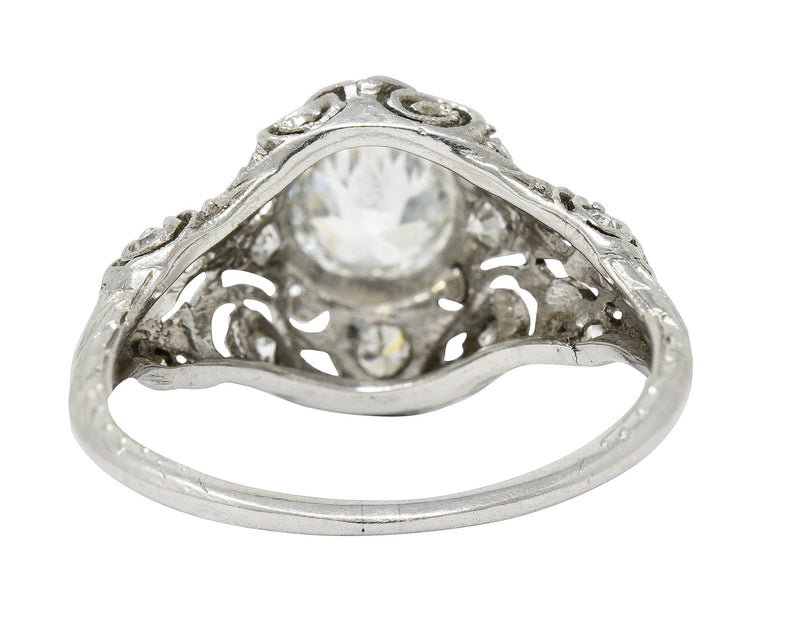 Wheeler & Co. Edwardian 1.05 CTW Diamond Platinum Scrolled Engagement RingRing - Wilson's Estate Jewelry