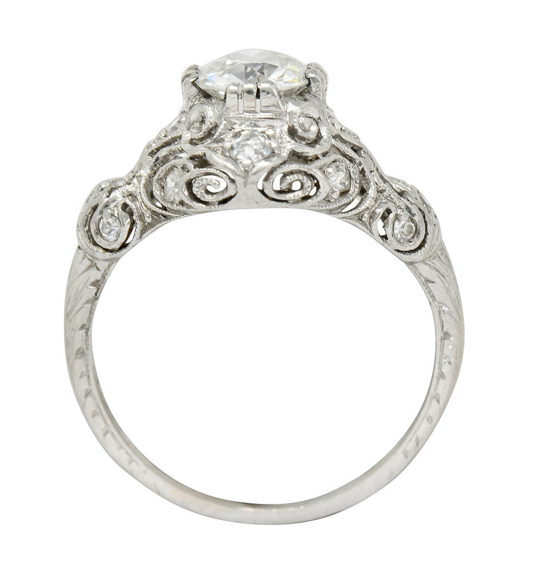 Wheeler & Co. Edwardian 1.05 CTW Diamond Platinum Scrolled Engagement RingRing - Wilson's Estate Jewelry