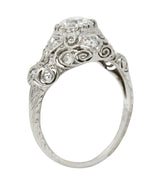 Wheeler & Co. Edwardian 1.05 CTW Diamond Platinum Scrolled Engagement RingRing - Wilson's Estate Jewelry