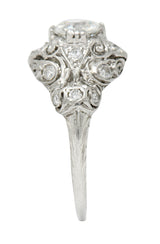 Wheeler & Co. Edwardian 1.05 CTW Diamond Platinum Scrolled Engagement RingRing - Wilson's Estate Jewelry
