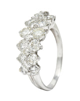 1950's Mid-Century 2.08 CTW Diamond 14 Karat White Gold Band Ring Wilson's Estate Jewelry
