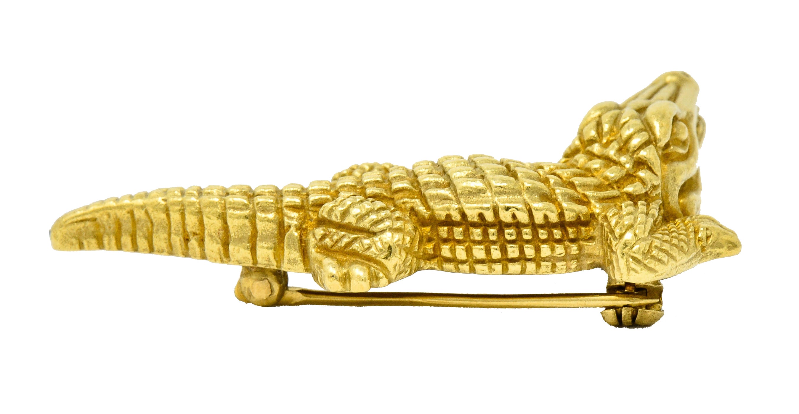1988 Kieselstein Cord Vintage 18 Karat Green Gold Alligator BroochBrooch - Wilson's Estate Jewelry