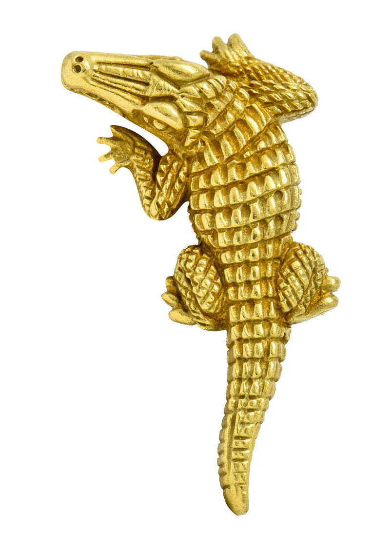 1988 Kieselstein Cord Vintage 18 Karat Green Gold Alligator BroochBrooch - Wilson's Estate Jewelry