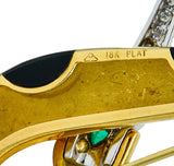 Michael Bondanza Pave Diamond Onyx Emerald Platinum 18 Karat Gold Heron BroochBrooch - Wilson's Estate Jewelry