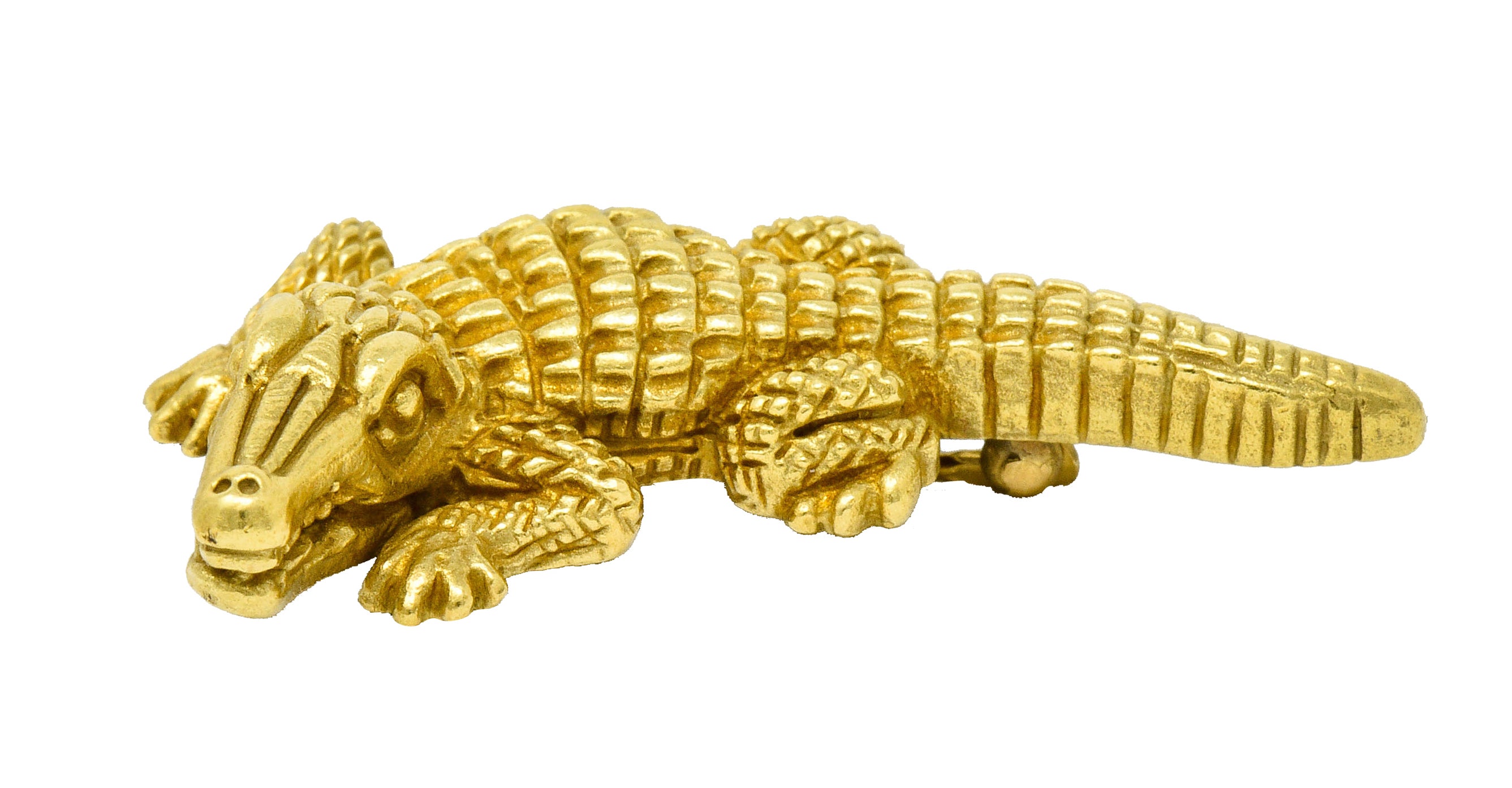 1988 Kieselstein Cord Vintage 18 Karat Green Gold Alligator BroochBrooch - Wilson's Estate Jewelry