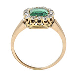 Victorian 2.51 CTW Colombian Emerald Diamond 14 Karat Yellow Gold Halo Ring GIA