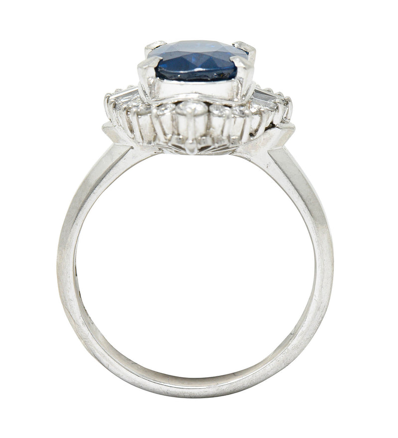 3.50 CTW Sapphire Diamond Platinum Cluster RingRing - Wilson's Estate Jewelry