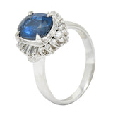 3.50 CTW Sapphire Diamond Platinum Cluster RingRing - Wilson's Estate Jewelry