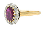 Edwardian 1.08 CTW Ruby Diamond Platinum 14 Karat Gold Cluster RingRing - Wilson's Estate Jewelry