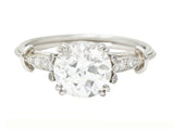 Late Art Deco 1.83 CTW Old European Cut Diamond Platinum Milgrain Engagement Ring Wilson's Estate Jewelry