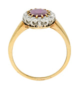 Edwardian 1.08 CTW Ruby Diamond Platinum 14 Karat Gold Cluster RingRing - Wilson's Estate Jewelry
