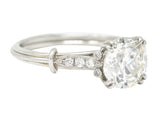 Late Art Deco 1.83 CTW Old European Cut Diamond Platinum Milgrain Engagement Ring Wilson's Estate Jewelry