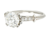 Late Art Deco 1.83 CTW Old European Cut Diamond Platinum Milgrain Engagement Ring Wilson's Estate Jewelry