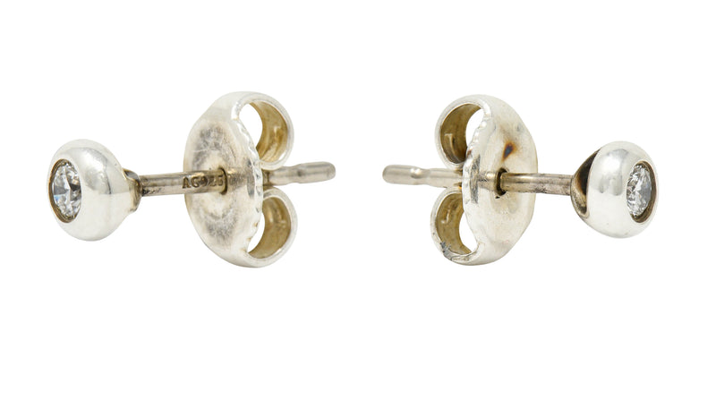 Elsa Peretti Tiffany & Co. Diamond Sterling Silver Bezel Stud EarringsEarrings - Wilson's Estate Jewelry