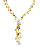 Marco Bicego Multi-Gem Diamond 18 Karat Gold Confetti Tassel NecklaceNecklace - Wilson's Estate Jewelry