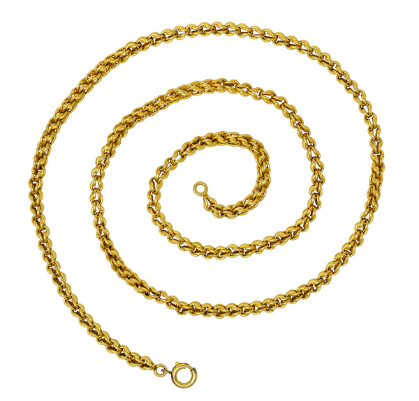 Victorian 18 Karat Yellow Gold Antique Wheat Chain Necklace