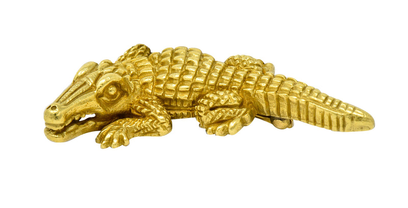 Kieselstein Cord Vintage 18 Karat Green Gold Alligator BroochBrooch - Wilson's Estate Jewelry