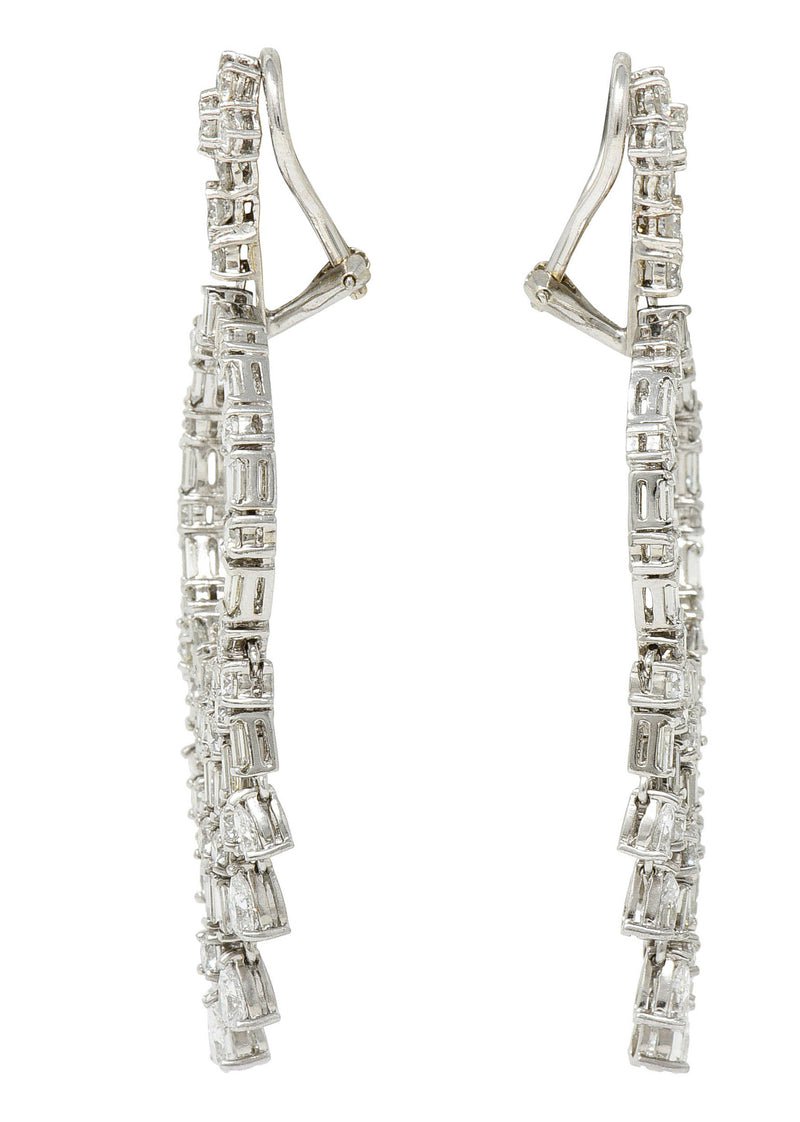 1950's Mid-Century 12.00 CTW Diamond 18 Karat White Gold Circle Tassel Ear-Clip EarringsEarrings - Wilson's Estate Jewelry