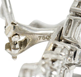 1950's Mid-Century 12.00 CTW Diamond 18 Karat White Gold Circle Tassel Ear-Clip EarringsEarrings - Wilson's Estate Jewelry