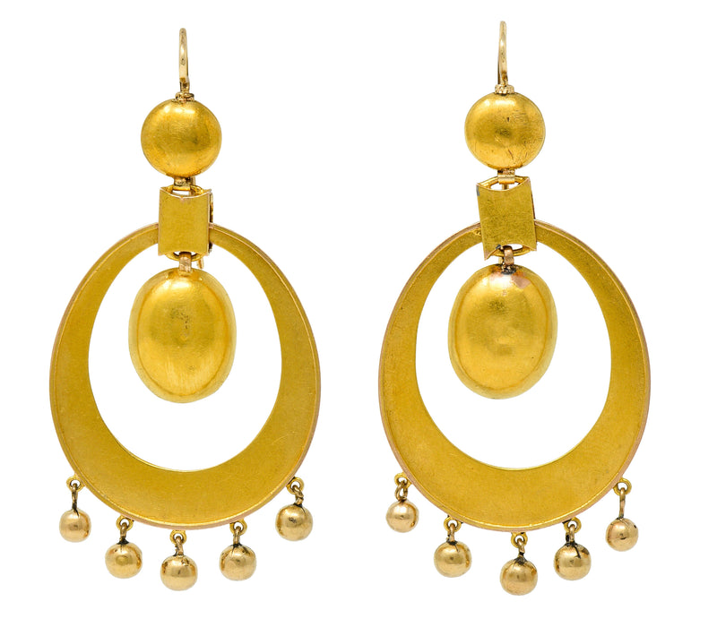 Large Victorian Etruscan Revival 18 Karat Gold Drop Statement EarringsEarrings - Wilson's Estate Jewelry
