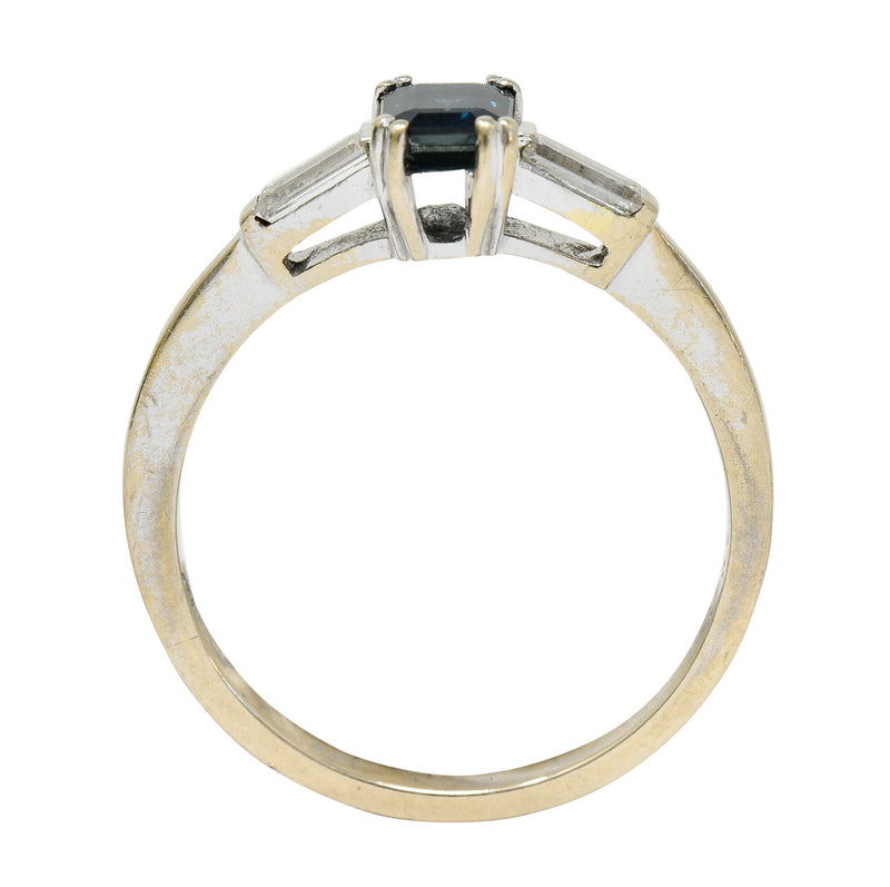 Vintage 0.95 CTW Sapphire Diamond 18 Karat White Gold Three Stone RingRing - Wilson's Estate Jewelry