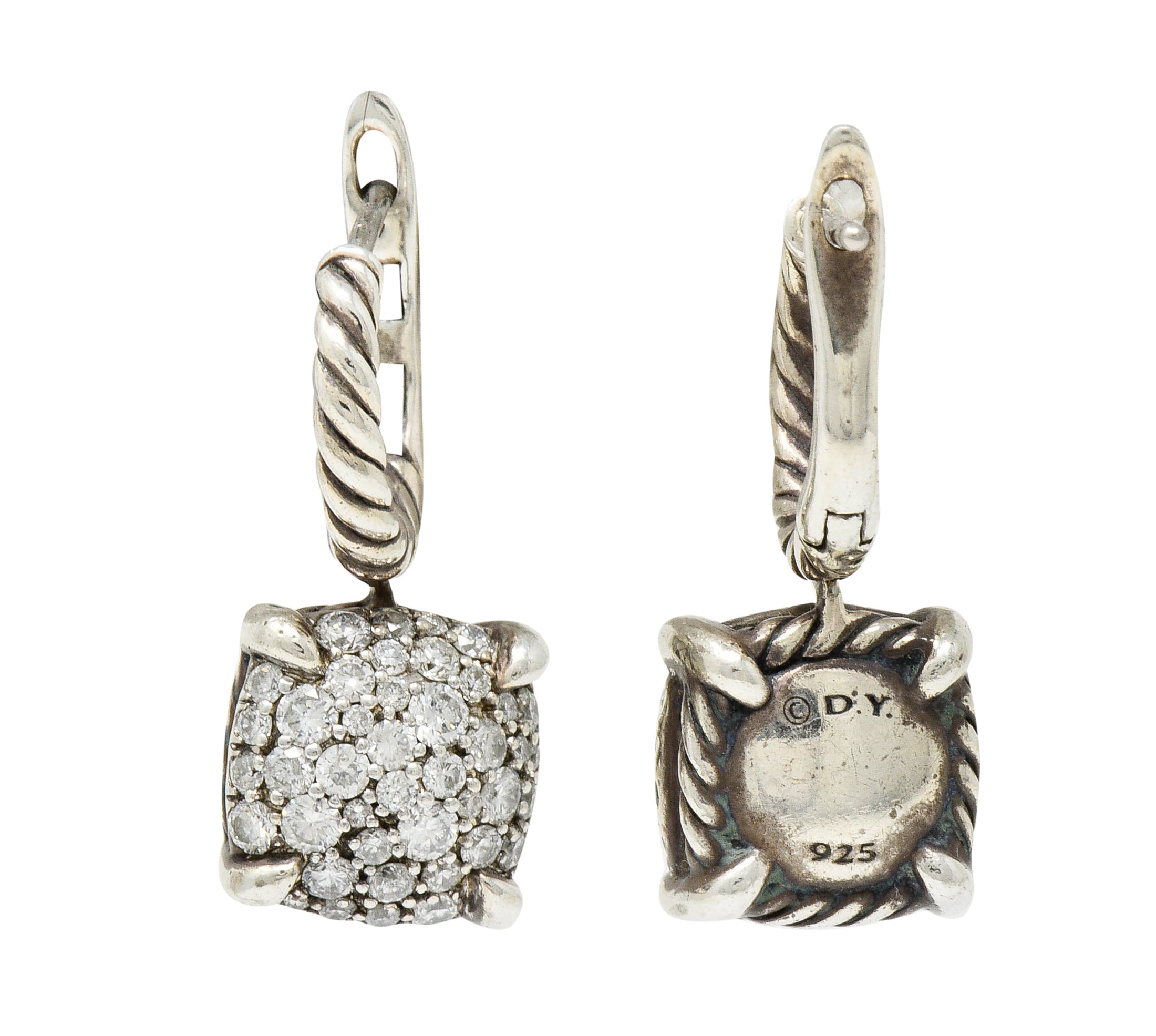 David Yurman 1.28 CTW Pave Diamond Sterling Silver Chatelaine Drop EarringsEarrings - Wilson's Estate Jewelry