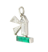Boucheron Paris Art Deco Diamond Emerald Platinum Lighthouse Charm Wilson's Estate Jewelry